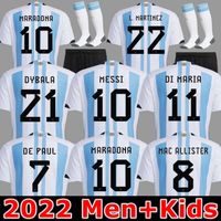 مشجعي اللاعبين الأرجنتين لكرة القدم جيرسي Finalissima Special 22 23 Di Maria قمصان كرة القدم 2022 2023 Dybala Lo Celso Maradona Men and Kids kit ashorms