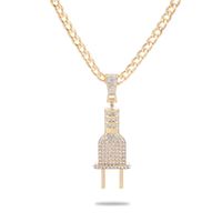Pendant Necklaces Iced Out Bling Men' s Plug Necklace Go...