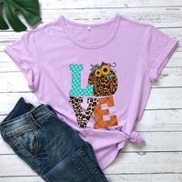 Leopard Love Pumpkin T-shirt T Shirt Happy Fall Shirts Women Fashion Casua Pure Cotton Funny 90s Aesthetic Top