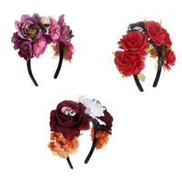 Başlıklar Yaratıcı Headdress Büyük Çiçek Saç Hoop Head Band, Cadılar Bayramı için Kafatası ile Xmasheadpieces