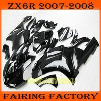 All black motorcycle ABS fairing for KAWASAKI Ninja ZX6R 07 08 ZX 6R 2007 2008 Custom race bodykit234b
