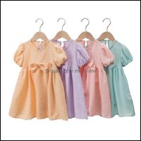 Vestidos de niñas Ropa para niños para niños Maternidad Maternidad Vestido de reverso Niños Puff manga Princesa Corea V Dhujc