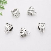300pcs lot Silver Plated Heart Bail charms Spacer Beads Charms pendant For diy Jewelry Making findings 12x9mm225D