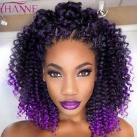 Afro Kinky Curly Synthetic Wig Purple Wig Curly Perruque Bob Synthtique Short Wigs For Black Women Half Wig Heat Resistance J220606