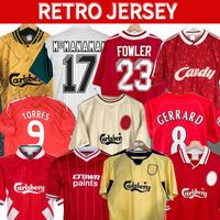 04 05 Retro Jersey Gerrard 1982 Fowler Dalglish Camisas de futebol Torres 1989 Maillot 06 07 Barnes 08 09 Rush 97 95 96 93 McManaman 85