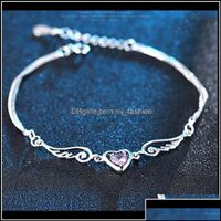 Charm Bracelets Jewelry Jewelrysier Bangle Bracelet Angel Wings Love Heart With Austrian Crystals For Woman Braceletwholesale Fine Ps1134 Dr