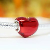 Metallic Red Heart Charm 925 Plata Pandora Charms para pulseras DIY Joyería Making Kits Flow Beads Silver Wholesale 799291C02