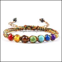Brins de perles bracelets en pierre naturelle en perles 7 chakra guérison tressée Bracelet Ajustement Yoga Banlance Bangles Fashion J Bdegarden Dhhnc