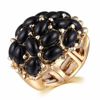 Cluster Rings GrayBirds Fashion Jewelry Resin For Lady Free Size Black Color R0877