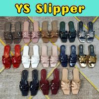 Designer slipper Tribute Flat Leather interwining straps YS ...