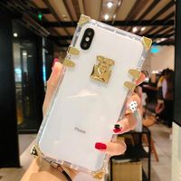 Designer Fashion Square Clear Cell Phone Cases Bling Metal Crystal Cover Protective shell For iPhone 13 12 11 Pro Max XR XS 8 7 6 295h