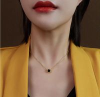 eternal Classic easy chic black white shell round circle pendant choker necklace Stainless Steel Gold silver rose filled girls Women men wholesale Jewelry 45-50cm