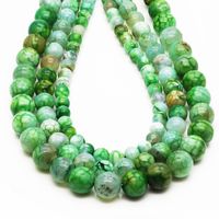 6-16mm Natural green new fire agate section round loose beads DIY jewelry accessories semi-finished products European and American style