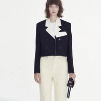 B131 Женские дизайнерские костюмы Blazers Черно-белый контрастный цвет коротки
