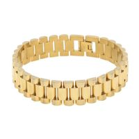 Men Stainless Steel Hip hop Style Bracelet 24k Gold Silver Watch Band Bracelet Link Fashion Punk Jewelry 15mm 21mm246N