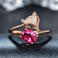 Gemstone ring Teen Girls Accessories Aesthetic Rings Jewelry for Women Fox Tail Rings