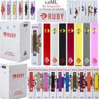 1,0 ml Ruby 10 Stämme Avilable E -Zigaretten Patronen Verpackung wiederaufladbarer Geräteschoten Einweg -Vape -Stifte Vaporizer mit unteren Mikro -USB -Ladegeräten