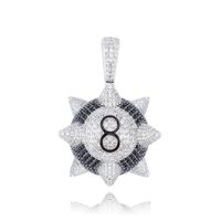 Iced Out Trippieredd Inspired Spike 8-ball Billiard Pendant Necklace With Rope Chin Tennis Chain Hip hop Jewelry336L