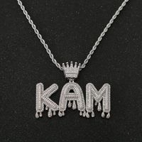 Custom Name Crown Bail Purple Drip Letters Necklaces & Pendant For Men Women Gold Color Cubic Zircon Hip Hop Jewelry272o