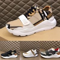 Zapatillas de deporte de dise￱ador zapatos casuales de algod￳n a rayas de algod￳n de gamuza de nylon plataforma de moda zapater￭a beige sneaker con caja