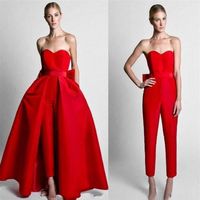 Jumpsuits Wdding Dresses With Detachable Skirt Strapless Bride Gown Bridal Party Pants for Women Custom Made2748