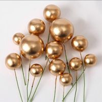 Other Event & Party Supplies 10pcs lot Lovely Gold Ball Cake Topper Birthday Cup Decoration Baby Shower Kids Wedding Favor SuppliesOther