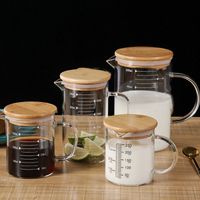 Creatividad Bamboo Cap Glass Graduado Jar de departamentos Domorantes Copa de agua Cazas de regalo con jarra de medición de botellas