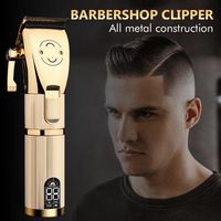 Gold Metal Barbershop Cutter Hair Machine Machine Haircut Hairless Hair Clipper Trimer 100-240V Cut Electric Rechargeable265y