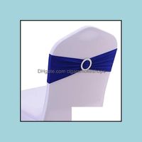 Spandex stol sashes bows elastiska band med spänne reglaget för bröllopsdekorationer utan vit ers kungblå dropp leverans 2021 parti fav