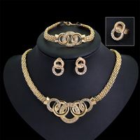 Gold Plated Fine Jewelry Set For Women Beads Collar Necklace Earrings Bracelet Rings Sets Costume Latest Fashion Accessories268e