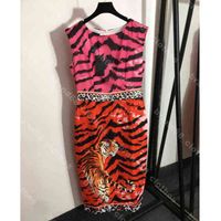 Diseñador Mujeres Tanks Vestido Tigre Tiger Vestido de manga corta Falda delgada Tamaño más XK 5A Logo D..G Rinabina femenina Álbum A1