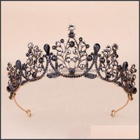 Hair Clips Barrettes Jewelry European And American Personality Bridal Headdress Retro Gold Black Diamond Headband Wedding Accessories Hall