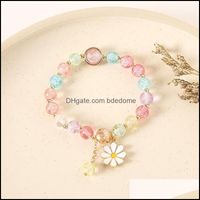 Charm Bracelets Jewelry 2022 Korean Flowers Daisy Bohemain Colorf Crystal Beaded Bracelet Handmade Elastic Rope Women Pseira Drop Delivery 2