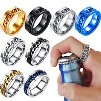 Roman Numeral Titanium Ring Spinner Rotatable Chain Rings fo...