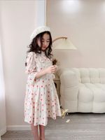 Bambini di alta qualità ragazze stampate vestito floreale estate bambina a mezza manica Principessa abiti bambini abbigliamento da partito