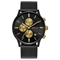Wristwatches BAOGELA Men's Watch Waterproof, Analog Quartz Wrist Watches Gold With Black Stainless Steel Mesh Band, Chronograph Date 1611