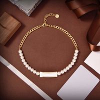 D Fashion Woman Designer Charm Choker Metal Link Pearl Necklaces Internet Celebrity Women Pendant Necklace Crystal Gold Chain Jewelry Luxury with Letters di gfd