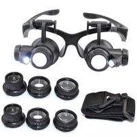 10X 15X 20X 25X magnifying Glass Double LED Lights Eye Glasses Lens Magnifier Loupe Jeweler Watch Repair Tools294B