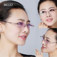 Gafas de sol Corte de diamantes para mujeres Metal Rimless HMC Lensas de vidrio de lectura Eyewear femenino 1.0 1.5 2.0 2.5 3.0 3.5 4.0sung