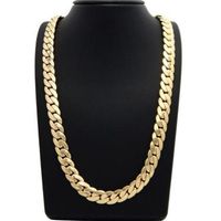 Mens Miami Cuban link Chain 12mm 14k Gold Plated 24"Necklace203h