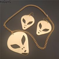 Exaggerate ET Alien Earrings for Womens Gold Silver Color Mirror Acrylic Drop Earring Trendy Jewelry Fashion Cool Accessories257g