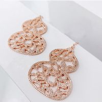 Chandelier de lustre pourpre en or plié 14k Rose incrustée Crystal gourd creux boucles d'oreilles pour les femmes à la mode de luxe de style chinois Jewelryd