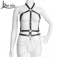 sexy women Garter Leather belt Suspenders Body Bondage Sculpting Harness Metal Tassel Chain Waist Female Belt Bra Corset Straps315a
