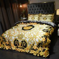 Роскошные рисунки дизайнерские наборы постельных принадлежностей 4pcs/Sette Horse Silk Queen Queen King Size Size Cover Sheet Pillowcases3061