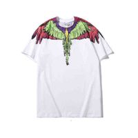 Tee T-shirt Tees Shirt s 20ss Mb Graffiti Parrot Wings Feather Print Couple Loose Short Sleeve 1s1
