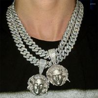 Colares pendentes Hip Hop Medusa com Big Crystal Miami Cuabn Chain Colar para homens Mulheres Moda Snake Queen Jóias Drop Godl22