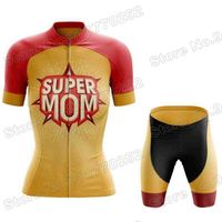 Moda Super Mom Ciclismo Jersey Sets 2021 Women Cycling Clothing Summer Road Bike Suit Bicycle Pants Mtb Maillot Ropa Ciclismo