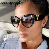 Solglasögon överdimensionerade kattögon kvinnor 2022 kanal mode cateye solglasögon för damer vintage stor ram solglasögon224o