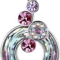 Gemmance Round Bubble Necklace Is Made of Crystal, Rainbow Stone, Silver or Rose Gold Plating, 45.72 Cm + 5.72 Chain287I