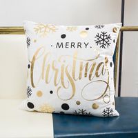 Cushion Decorative Pillow Merry Christmas Cushion Cover Polyester Cotton Pillowcase Throw Cases Gold Foil Printing Cushions Covers Home Deco